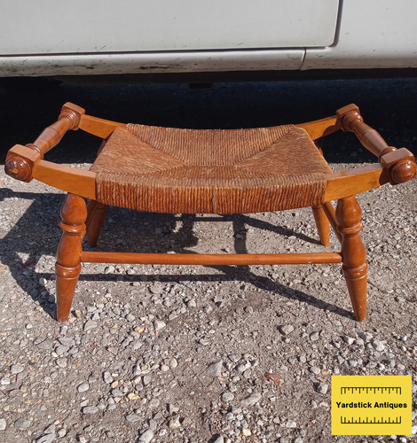 Mid century maple woven rush - maple,